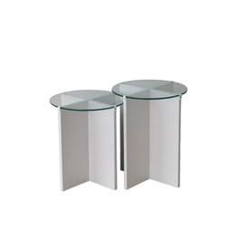 Hanah Home Lily - Mesas Nido de Vidrio Templado Blanco